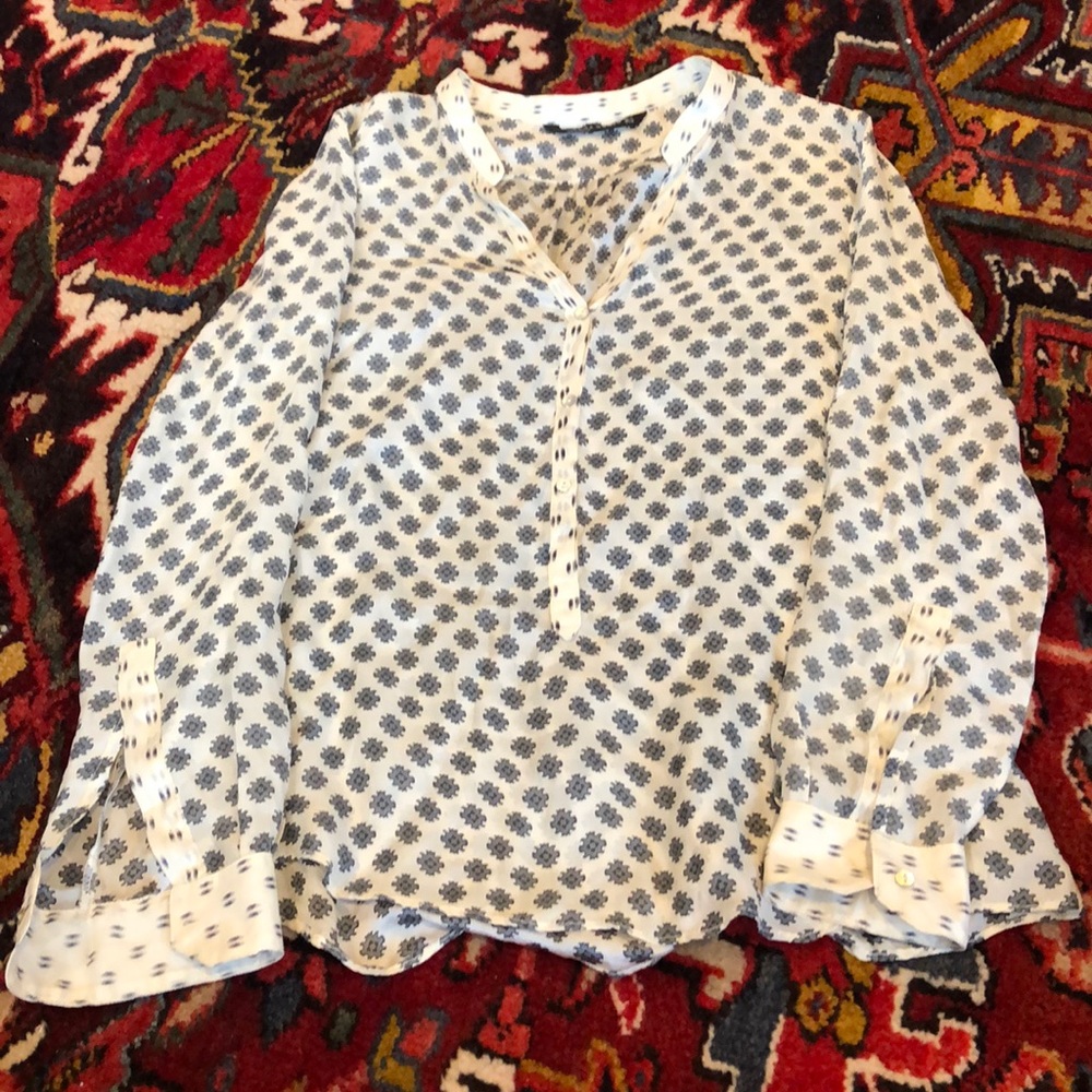 Zara Woman Boho patterned button down blouse